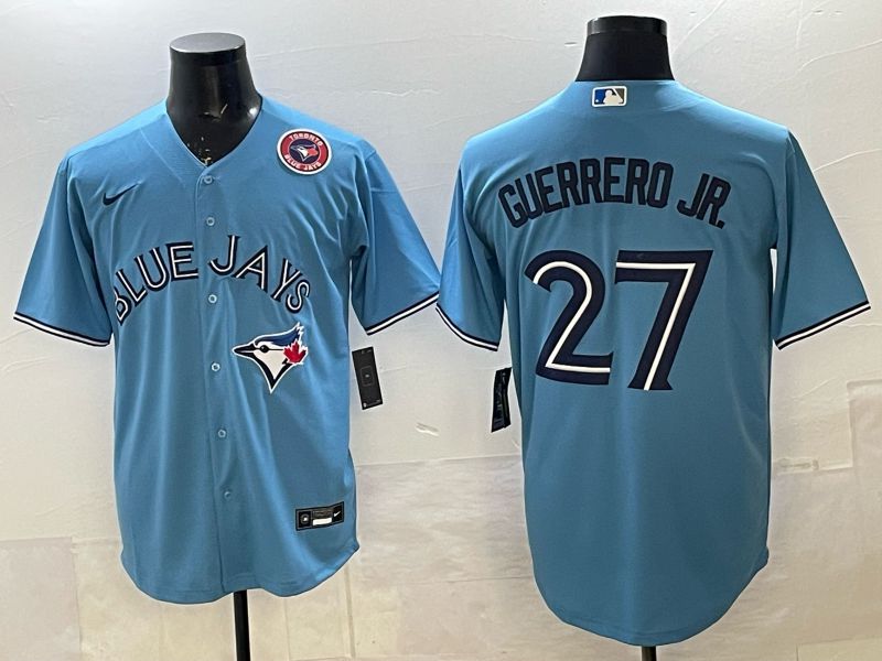 Men 2025 Nike Toronto Blue Jays #27 Guerrero jr Light Blue Game MLB Jersey 06->toronto blue jays->MLB Jersey